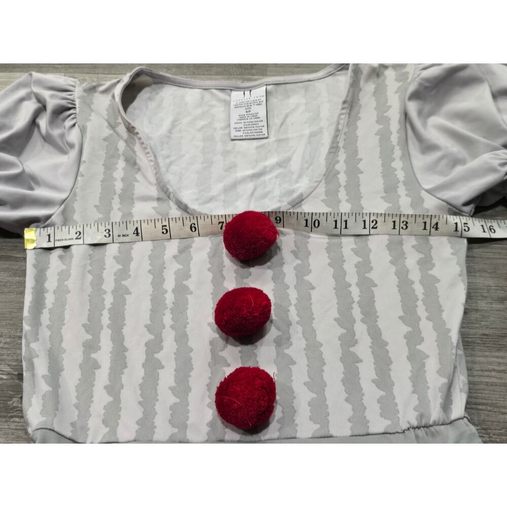 IT Pennywise Clown Dress Women's Costume Gray Red Pom-Pom Halloween Cosplay - Picture 4 of 7